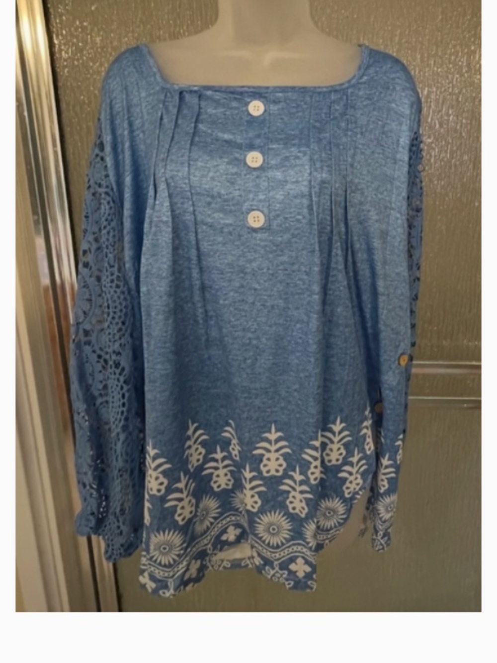 BLUE bohemian-style tunic, NWT, Size Plus 3X - Picture 3 of 5
